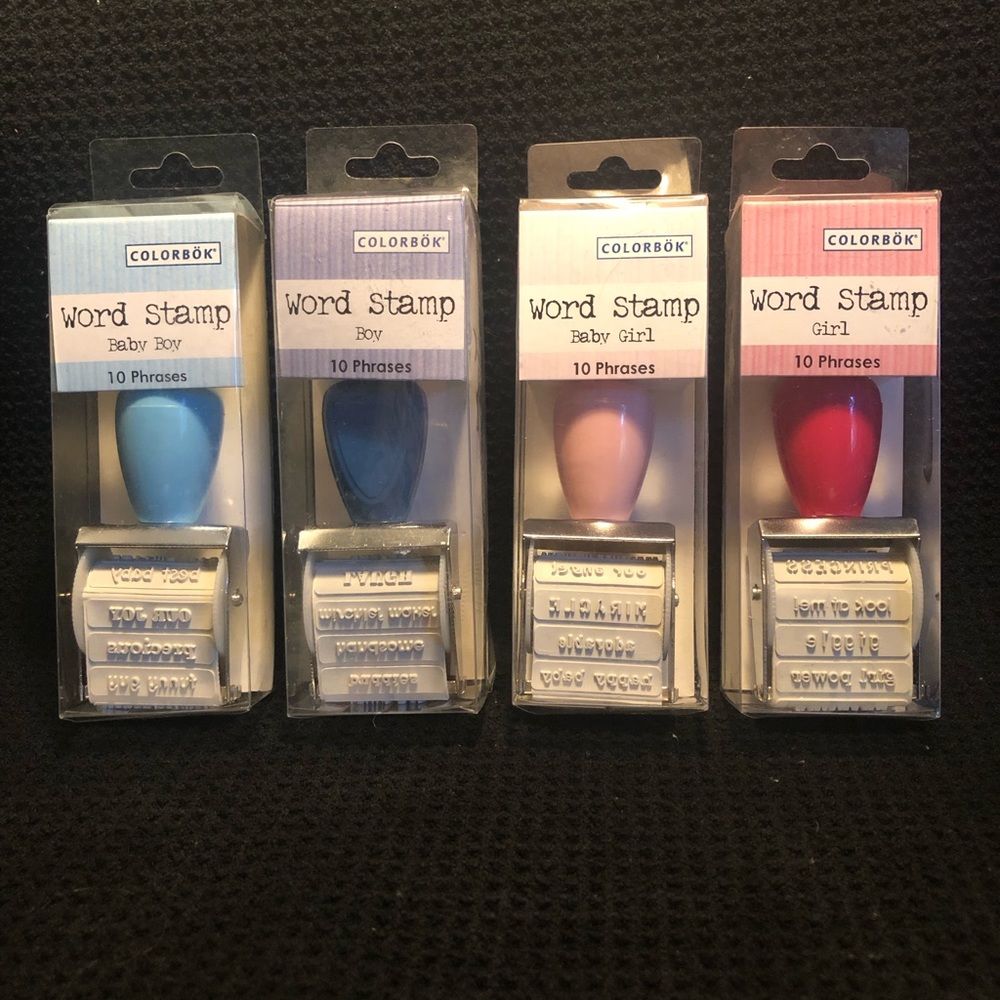 Lot of 4 ColorBok Roller Word Stamps